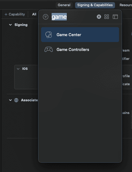 game center capability